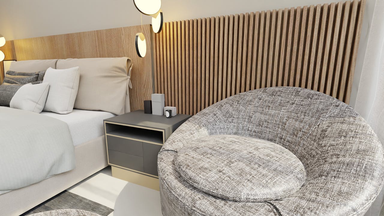 Layered textiles and patterns in a cozy seating corner